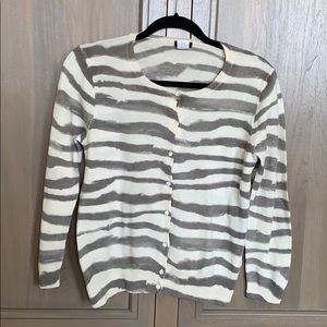 J. Crew Zebra Stripe Classic Button Sown Cardigan